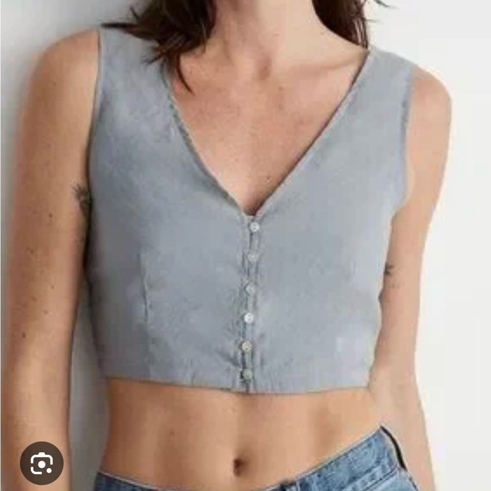 New Madewell Softdrape Gwen Crop Vest Top Size 0 Sleeveless Grey